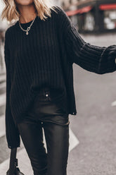 When I See You – Gerippter Strickpullover mit Destroyed-Säumen